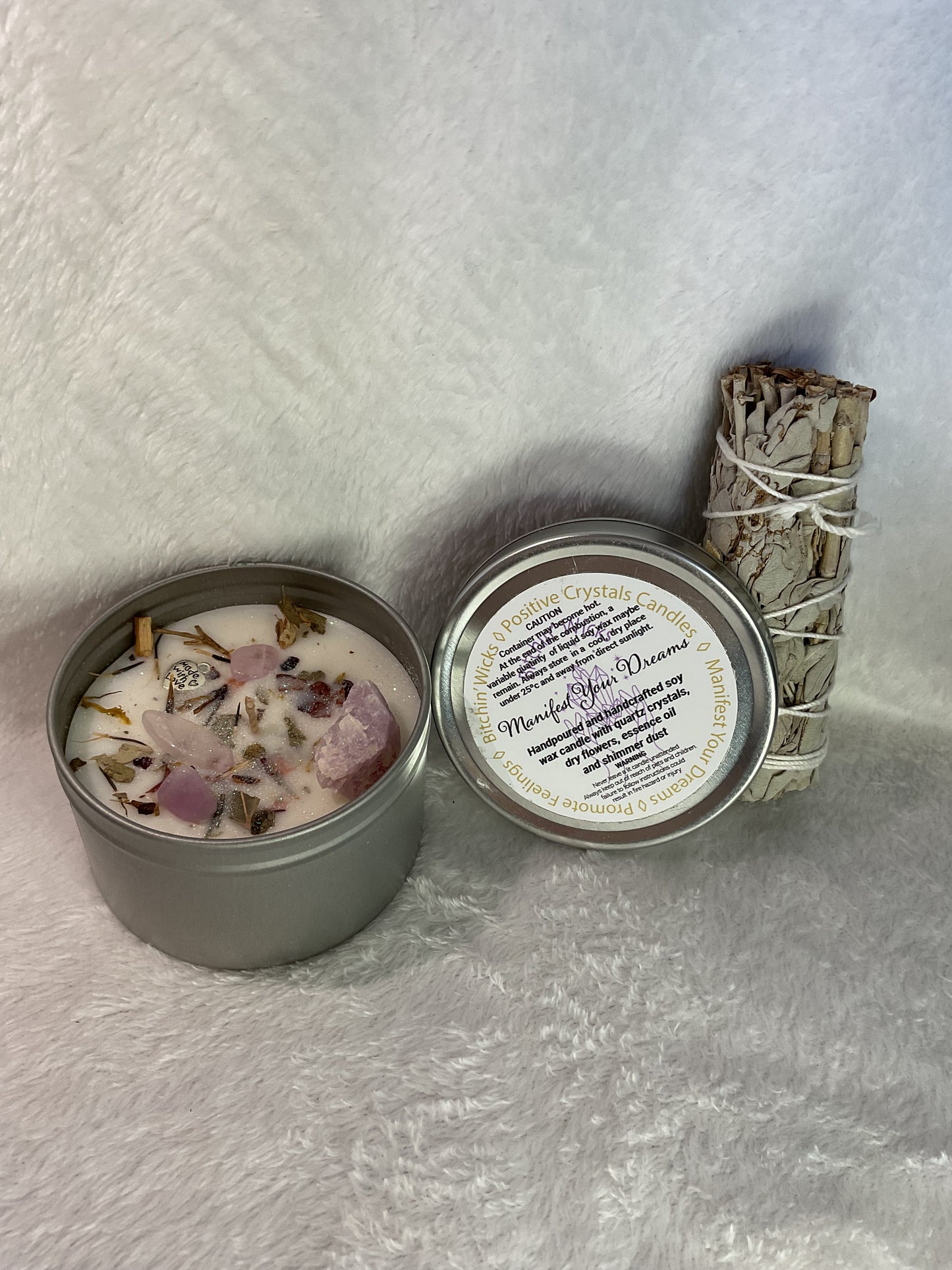 Natural Soy Candle | Kunzite Crystal Candle | Bitchin’ Wicks