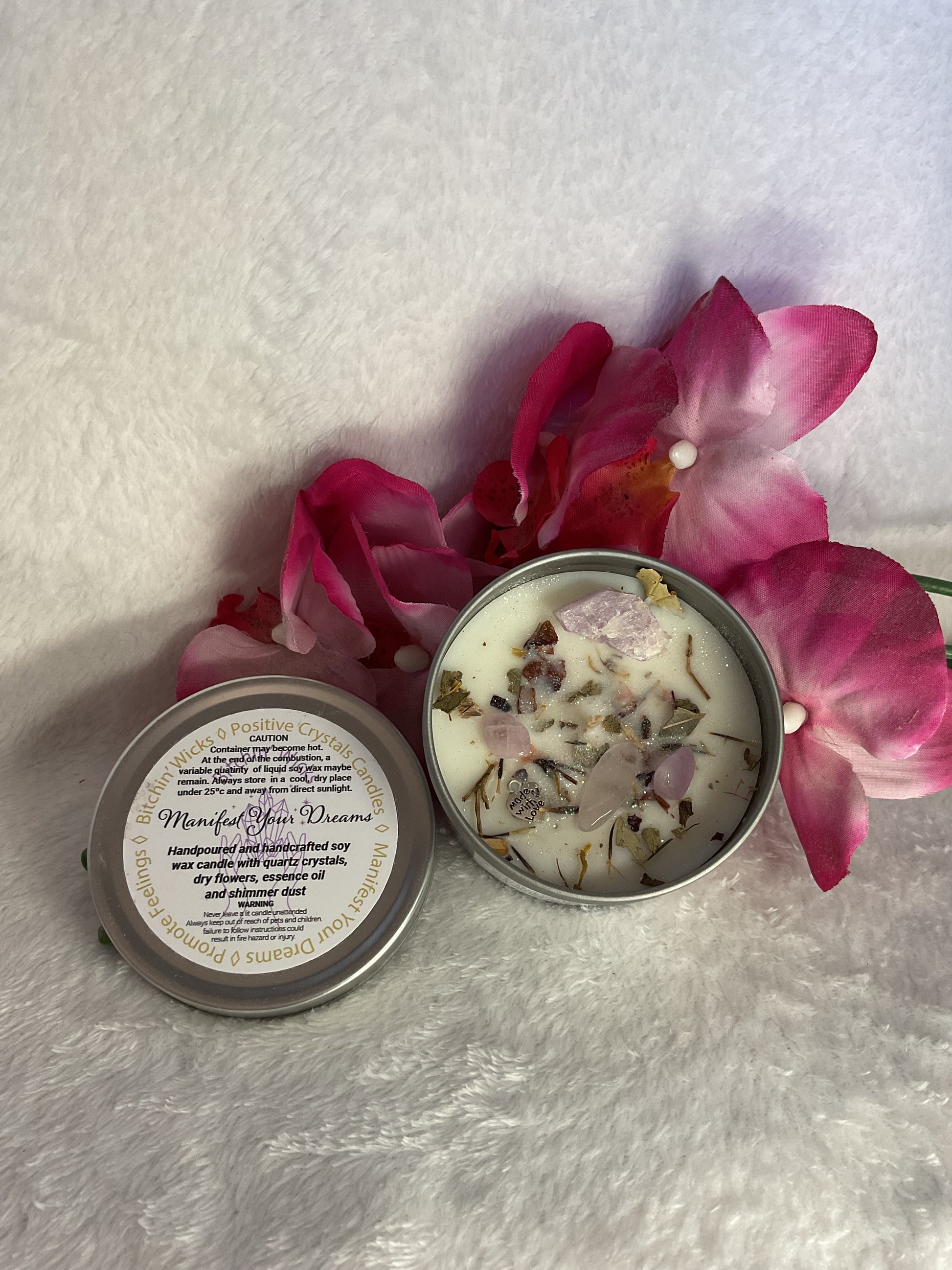 Natural Soy Candle | Kunzite Crystal Candle | Bitchin’ Wicks